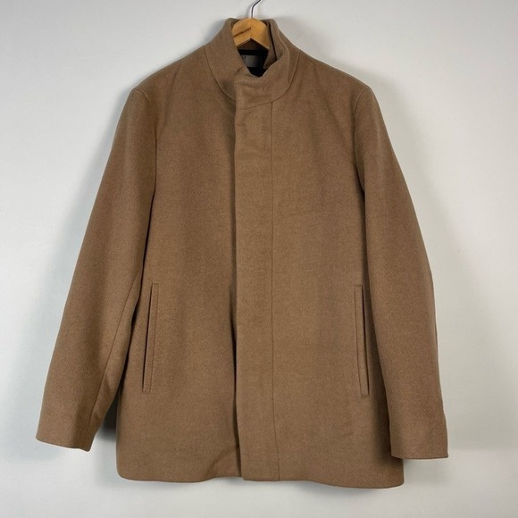 Theory Men Clarence Wool Coat Large Elk‎ Melange Luxury Heritage Academia Preppy